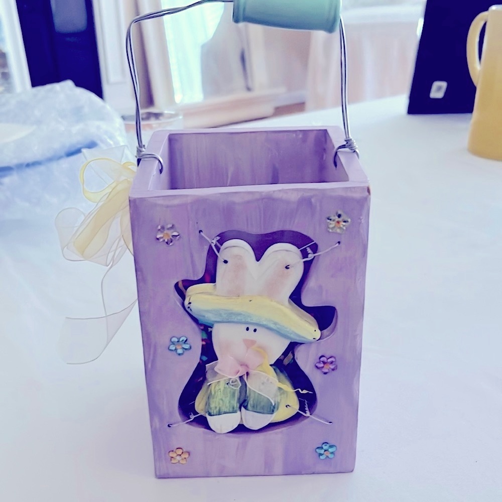 Purple wooden Easter basket